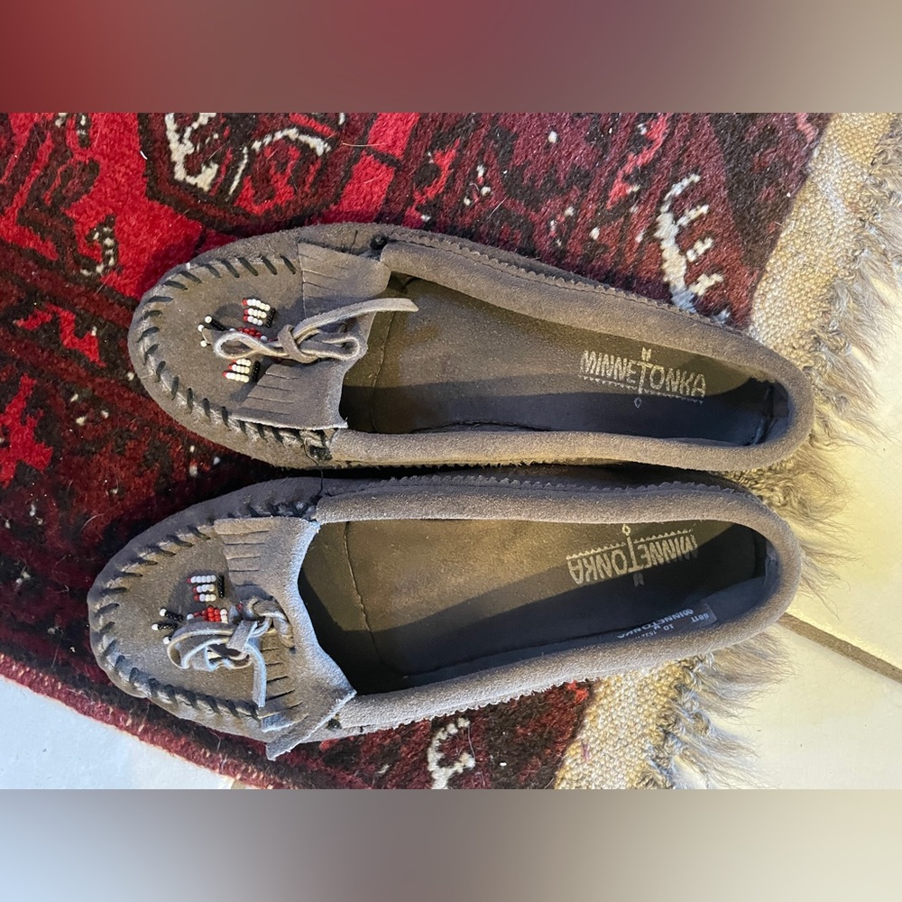 Minnetonka Charcoal Suede Loafers